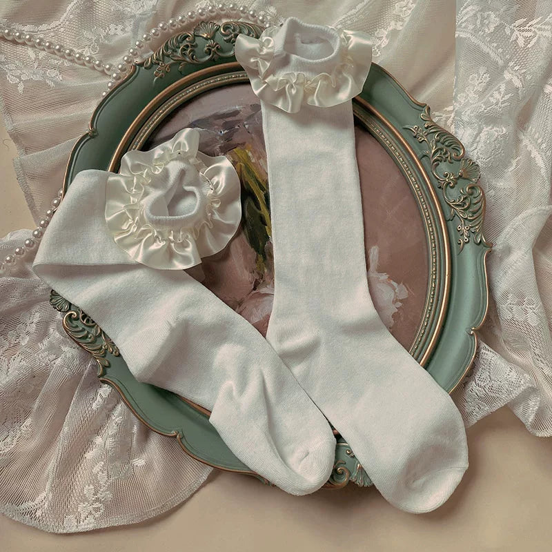 Sock Noble - Daily Ruffle - Cotton Calf Socks with Ruffled Cuffs