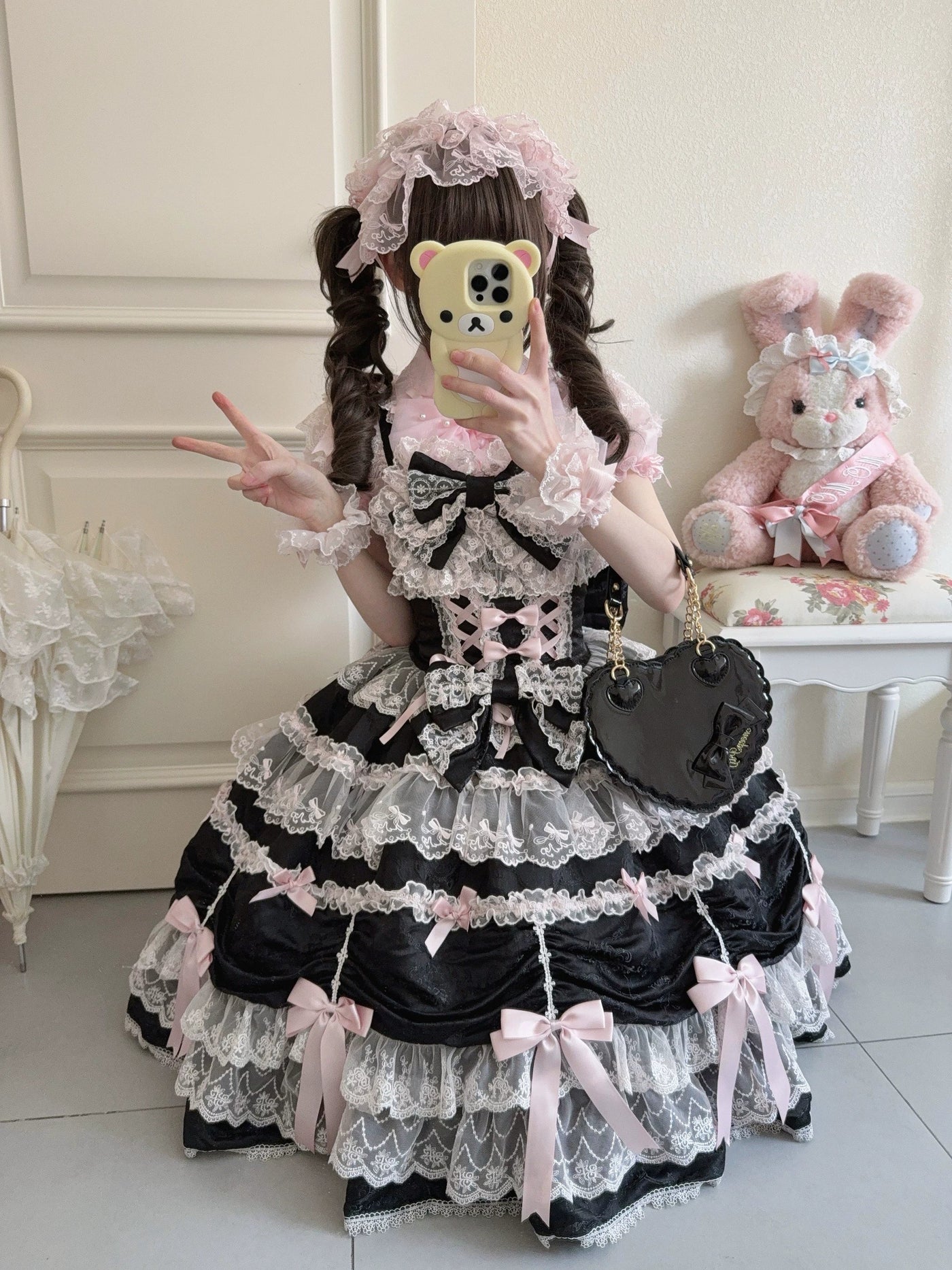Sugar Girl - Satin Gift Box - Sweet Lolita JSK Dress, Bows and Layered Lace