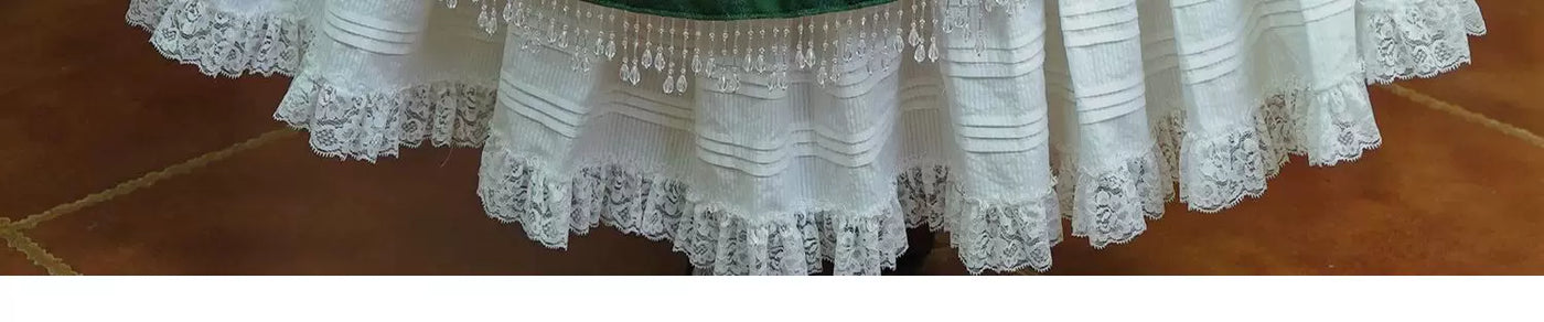 LACE GARDEN - Rainy Season Garden - Blouse and Full Skirt Set with Lace Yoke