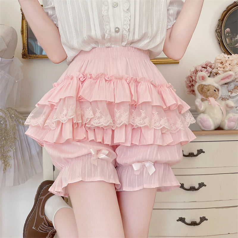 Sugar Girl - Cotton Sweet Lolita Bloomers - Tiered Ruffle Neckwear