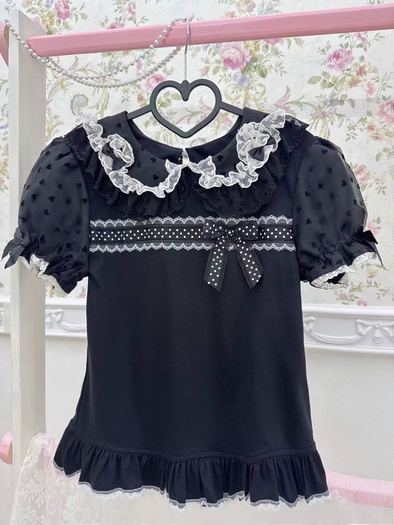 Galette Bunny Bunny-Ear Round-Collar Short-Sleeve Top — product view