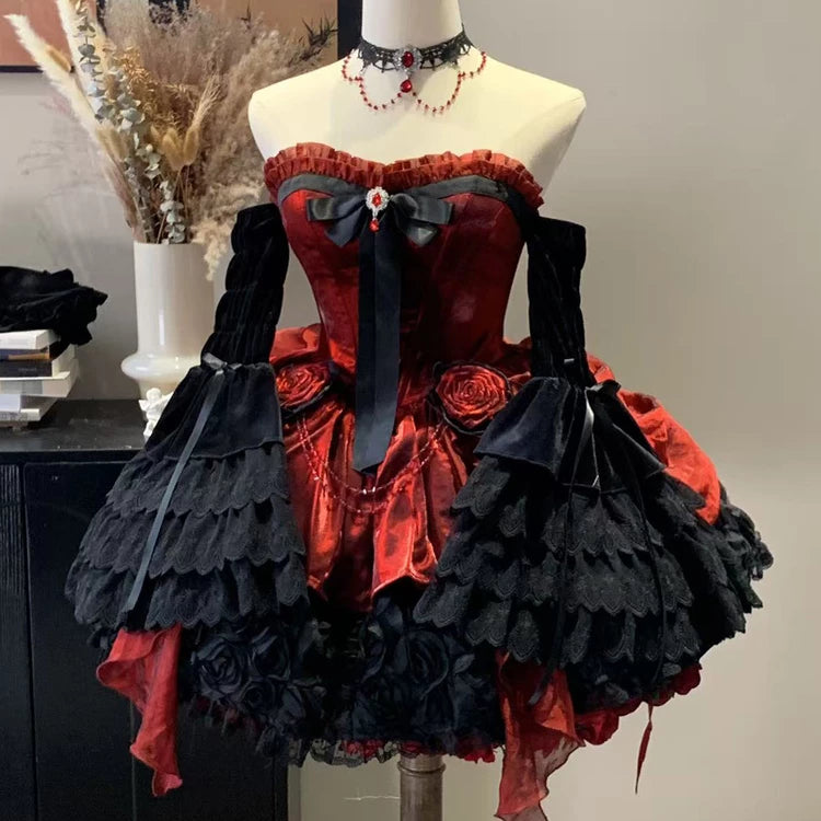 Zhisha Sea Rose Nebula Black Velvet Hime-Sleeve Bolero — additional product view