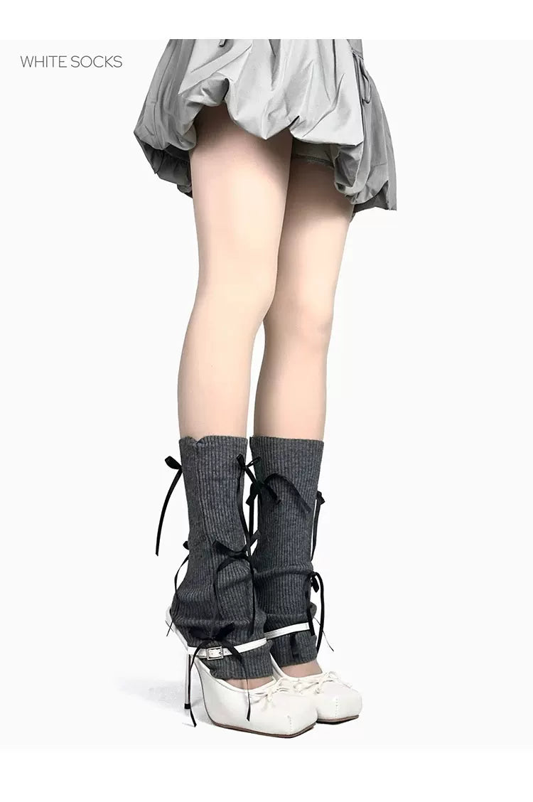 White Socks - Ribbon Ballet - Socks with ribbon bows