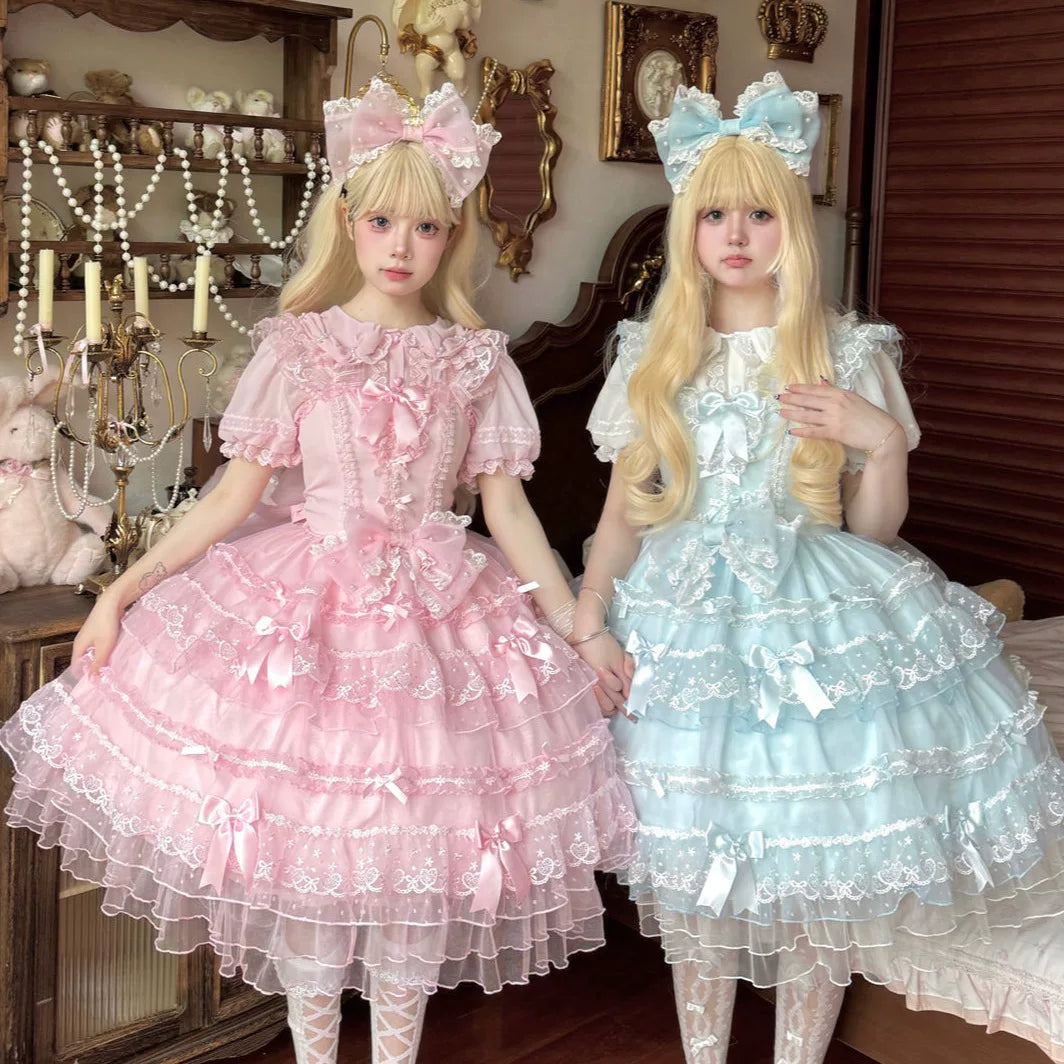 Lady Han Butterfly Heart Bridal Sweet JSK Dress by Lolita Fetch featuring floral patterns and elegant lace details.