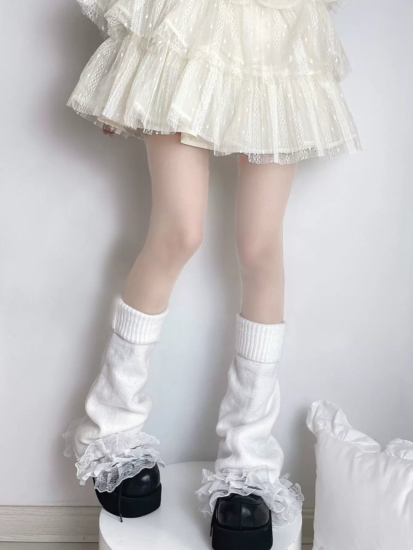 Fantasy Doll - Ruffle Flare - Leg Warmers with Flared Lace Cuffs