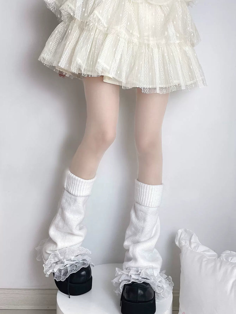 Fantasy Doll - Ruffle Flare - Leg Warmers with Flared Lace Cuffs