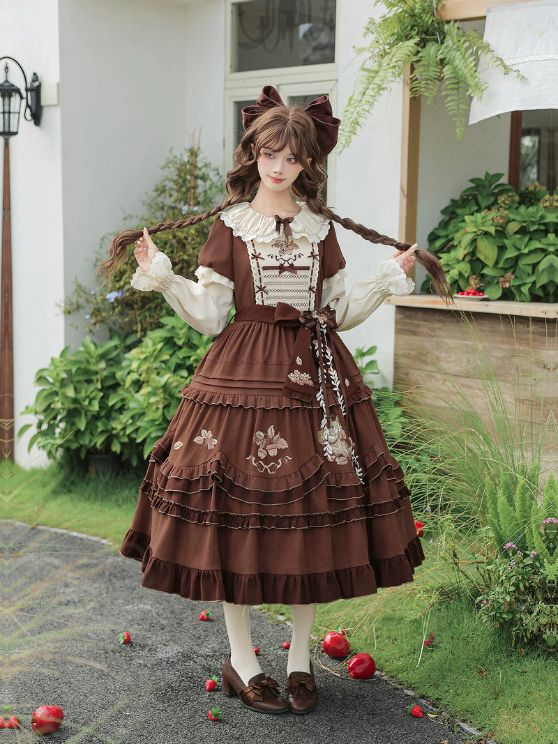 With PUJI - Whispers - Lolita OP Dress, Embroidery & Full Skirt detail view 4