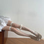 Milk white socks, 1 pair + leg ring, 1 piece / One size (size 35-39)