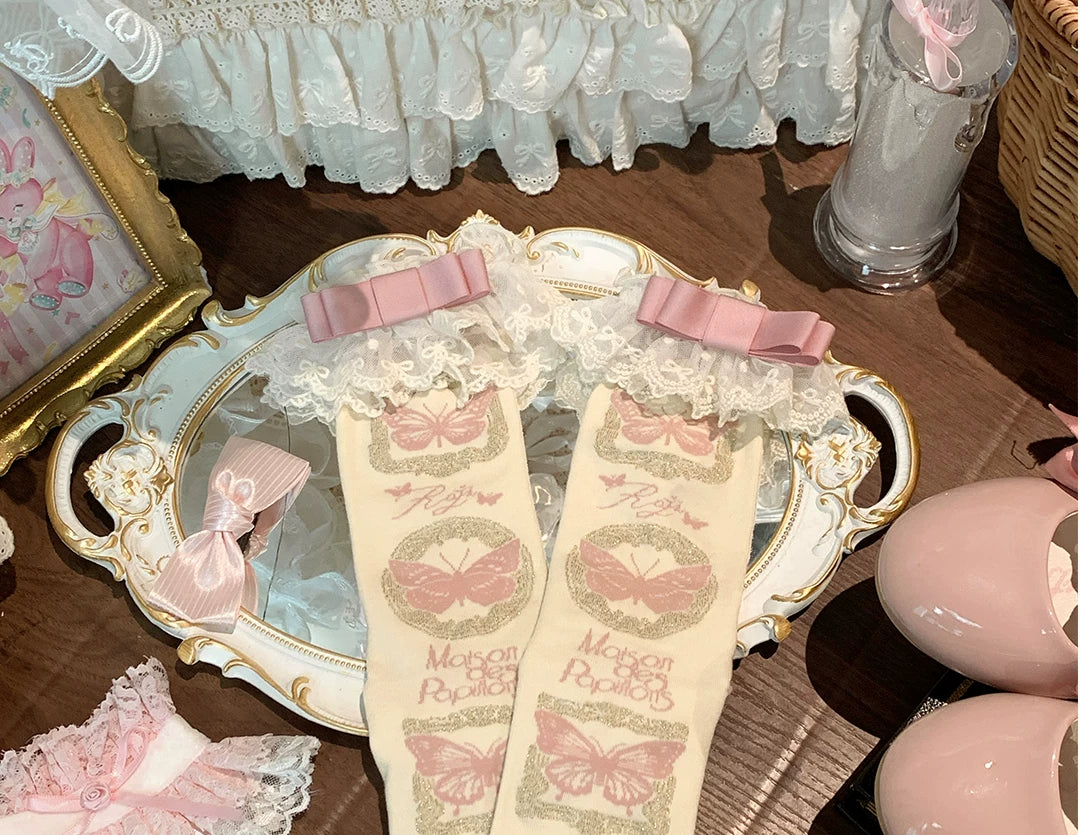 roji roji - Butterfly Gallery - Cotton Short Socks with Butterfly Prints