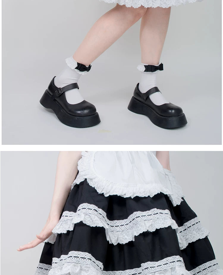 roji roji - Doll Bow - Lace-Trimmed Bow Socks