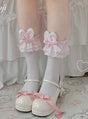 Short socks (about 34cm) / pink ear with pink lace