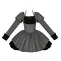 Black-Grey Ruffled Short OP In stock / S