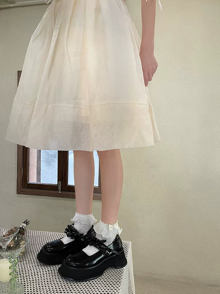 Sock Noble - Pearl Bow - Short Socks with Lace Ruffle Cuffs