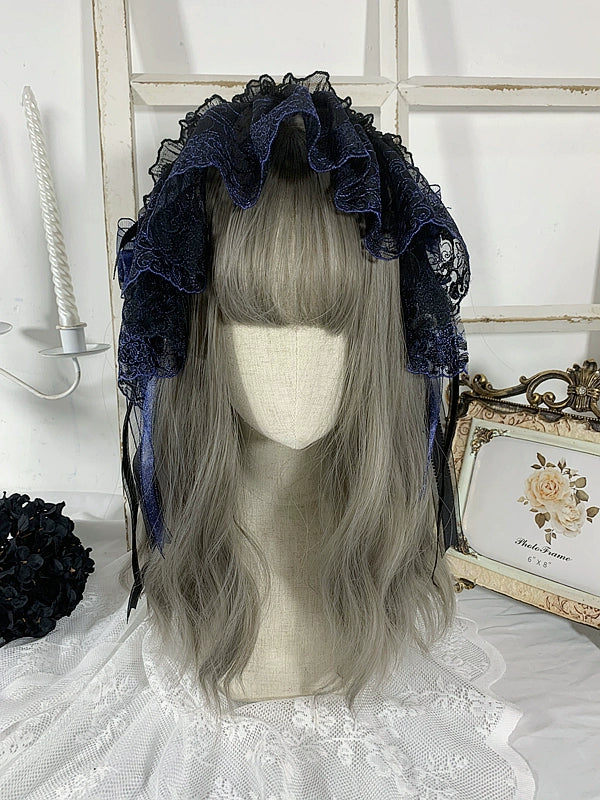 Sweet Jelly Lolita - Gothic Lolita Headband Black Bow - Lace Hair Accessory Headwear