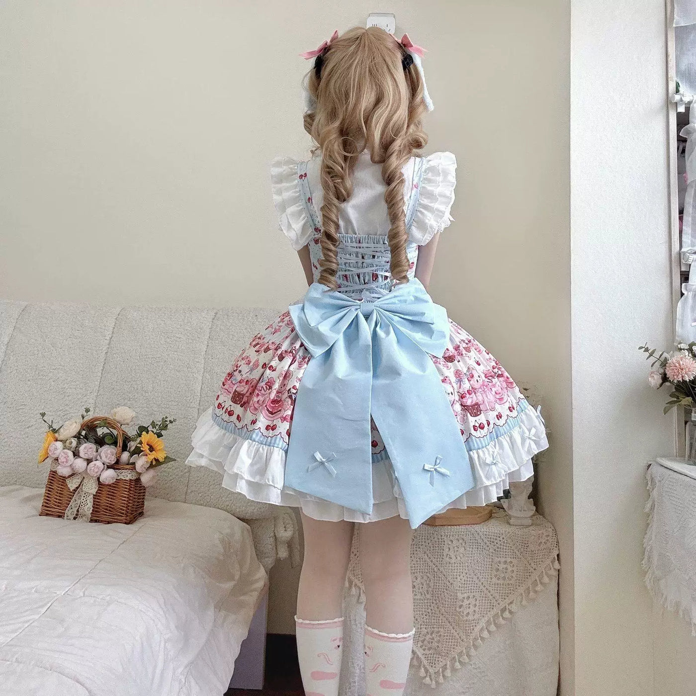 Sweetheart Dream Machine - Candy Bear Picnic - Printed JSK Suspender Dress with Teddy Bear Motif