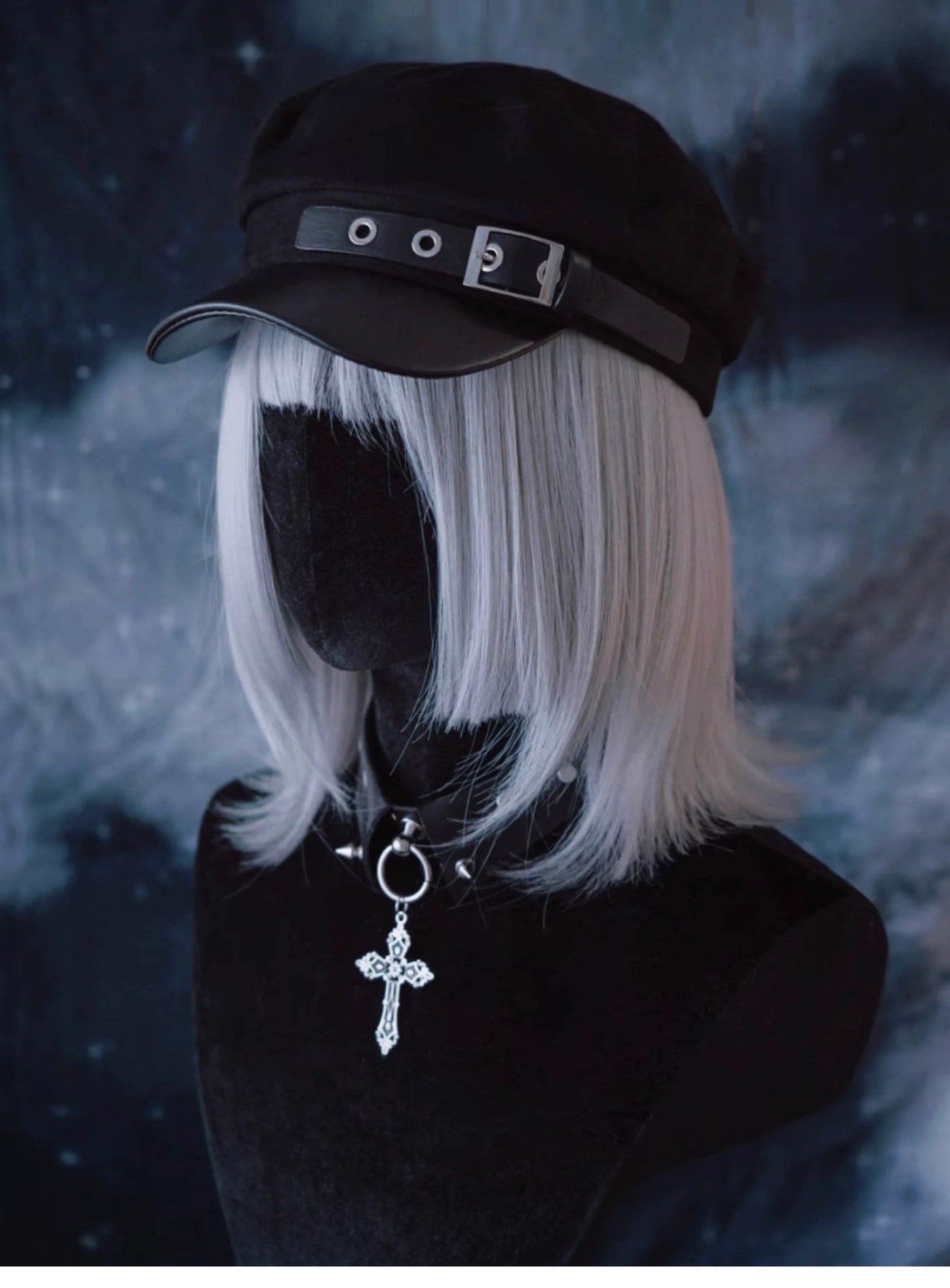 Strange Sugar - Gothic Lolita Hat Leather Buckle - Lolita Newsboy Hat Headwear