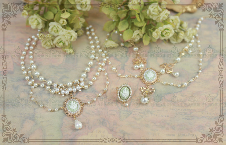 Rose of Sharon - Cameo Lolita Pearl Rings 4 Colors - Hand Accessory