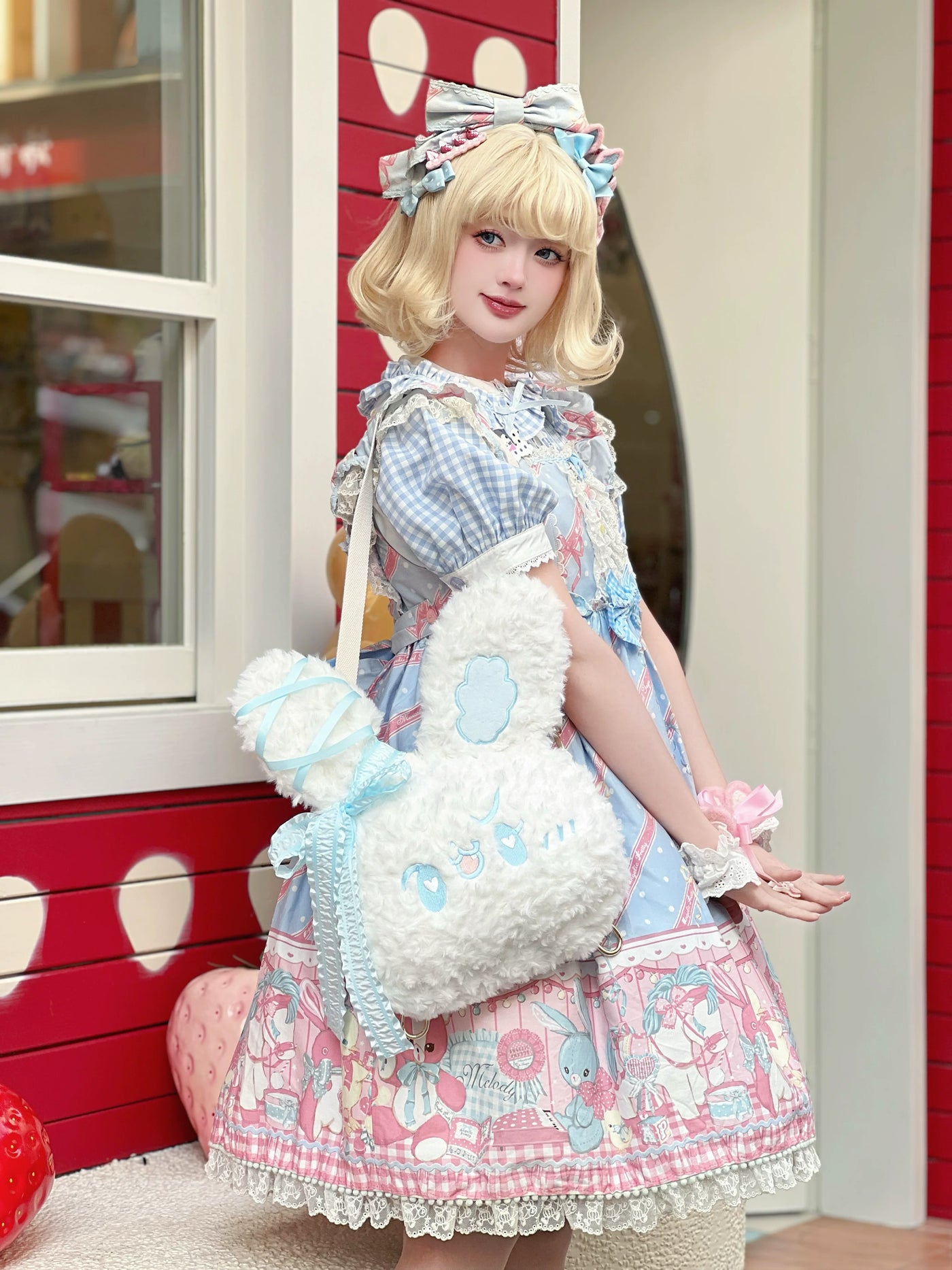 Molly Puppy - Bunny Plush - Plush rabbit backpack with ribbon details
