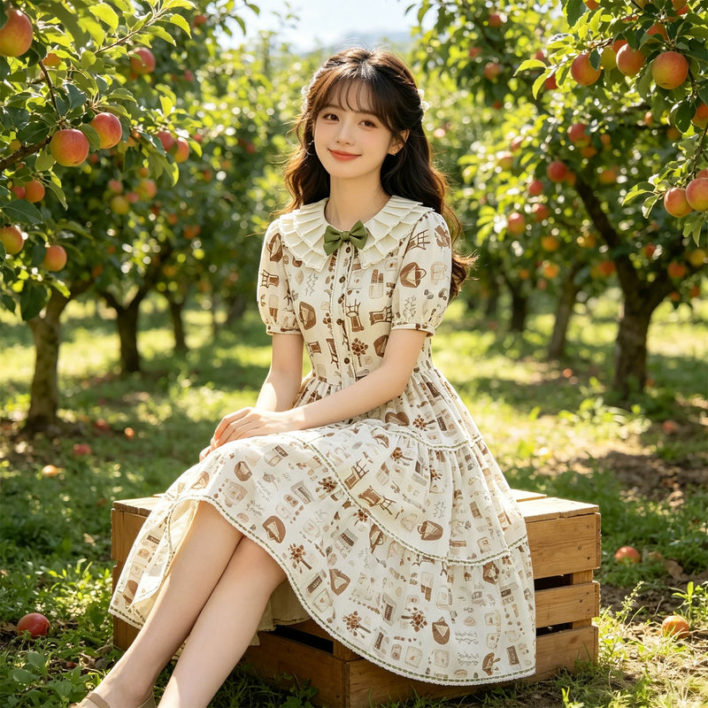 Yueele - Meadow Button Front - Plus-Size Sweet Lolita OP Dress - detail view 6
