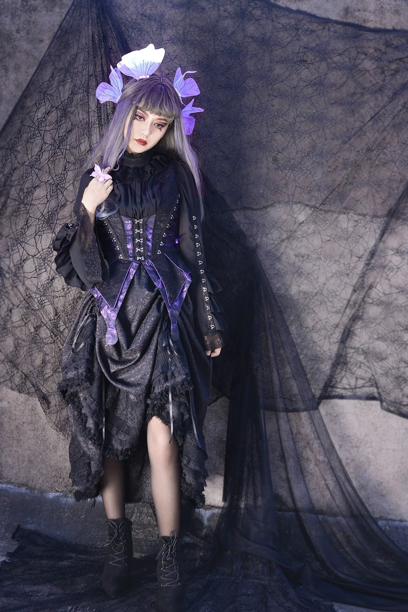 MILU ORIG - Herbarium - Gothic Lolita Skirt Set with Butterfly-Print Vest - product detail 3