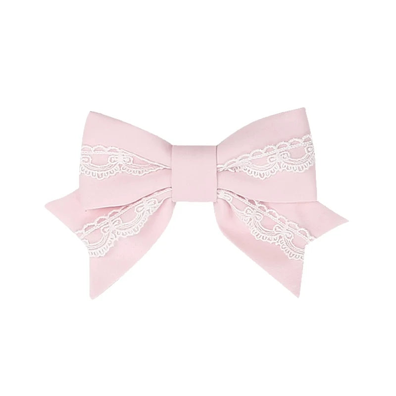 Old School Lolita bow hair accessories in pink and black