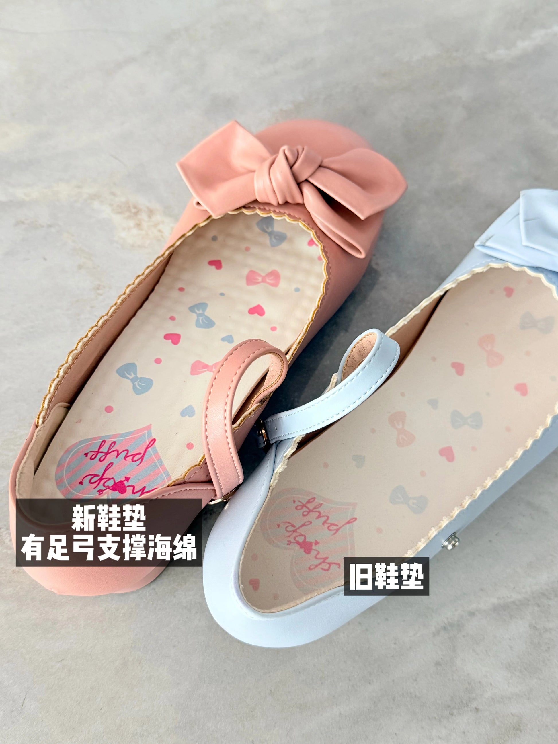 Sheep Puff rounded bow Lolita shoes with plush sheep puff design and arch support in a clearance size.