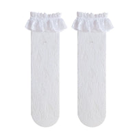 WAGUIR - Magnolia Lace - Slouchy Lace Socks with Ruffled Cuffs - White Magnolia / One size (35-39 size)