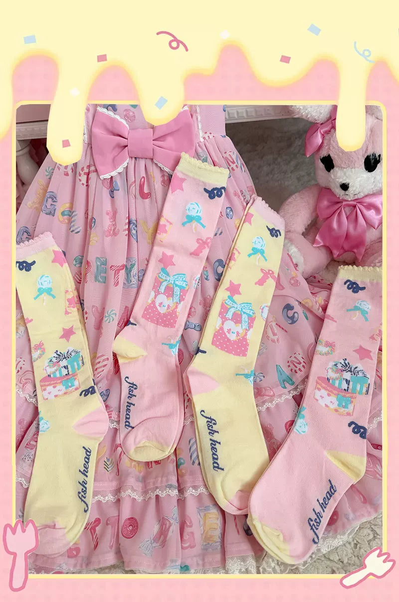 Milky Star Qiaoqiao - Candy Jar Gift Box - Cotton Calf Socks with Gift Box Motifs