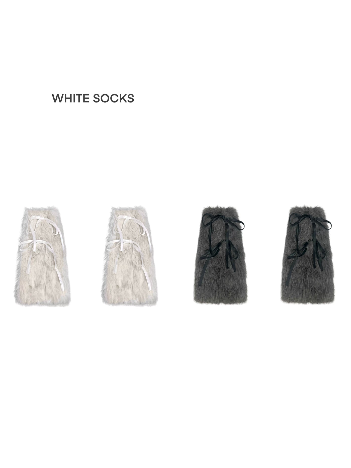 White Socks - Y2K Furry - Furry Leg Warmers with Long Tie Cords