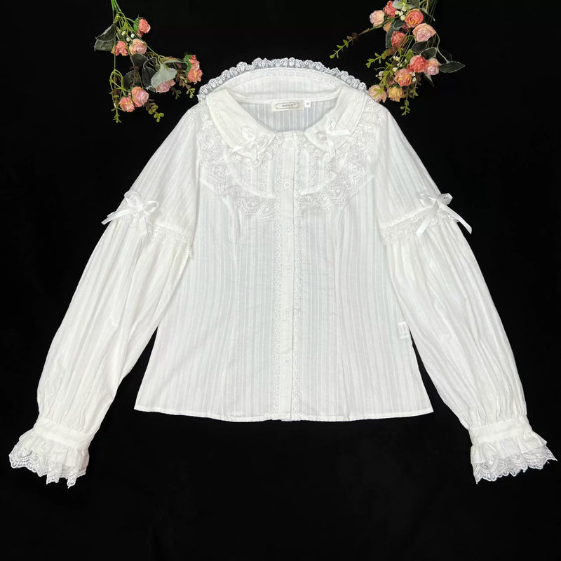 Summer Bud Pocket Cotton Peter Pan Collar Winter Blouse — additional product view