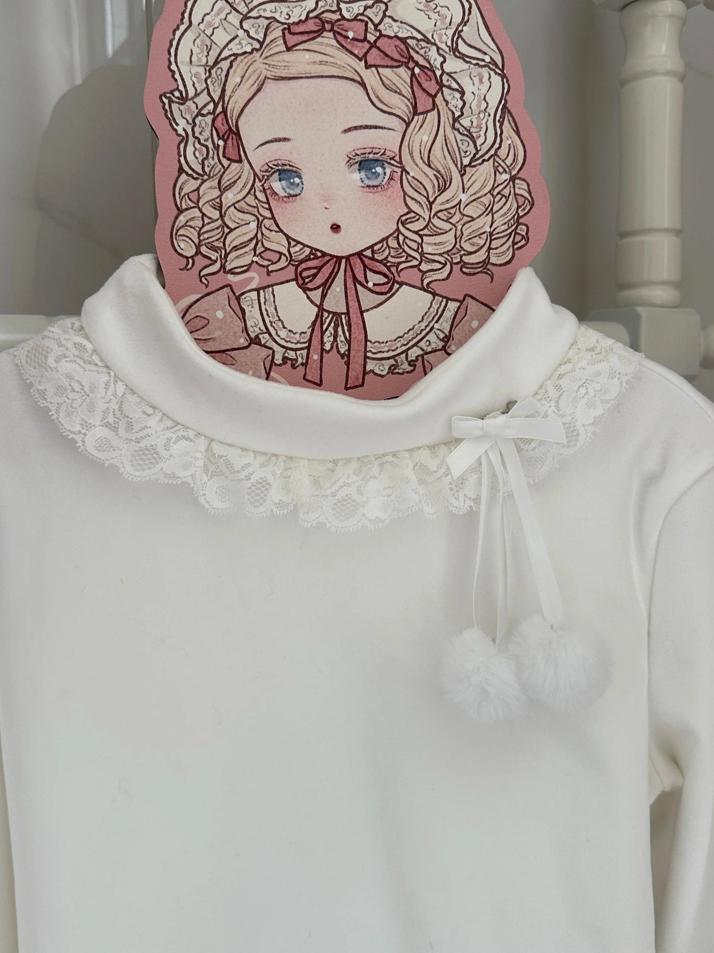 Cat Upon Cat - Little Pom-Pom - Long-Sleeve Inner Top with Lace Collar - product detail