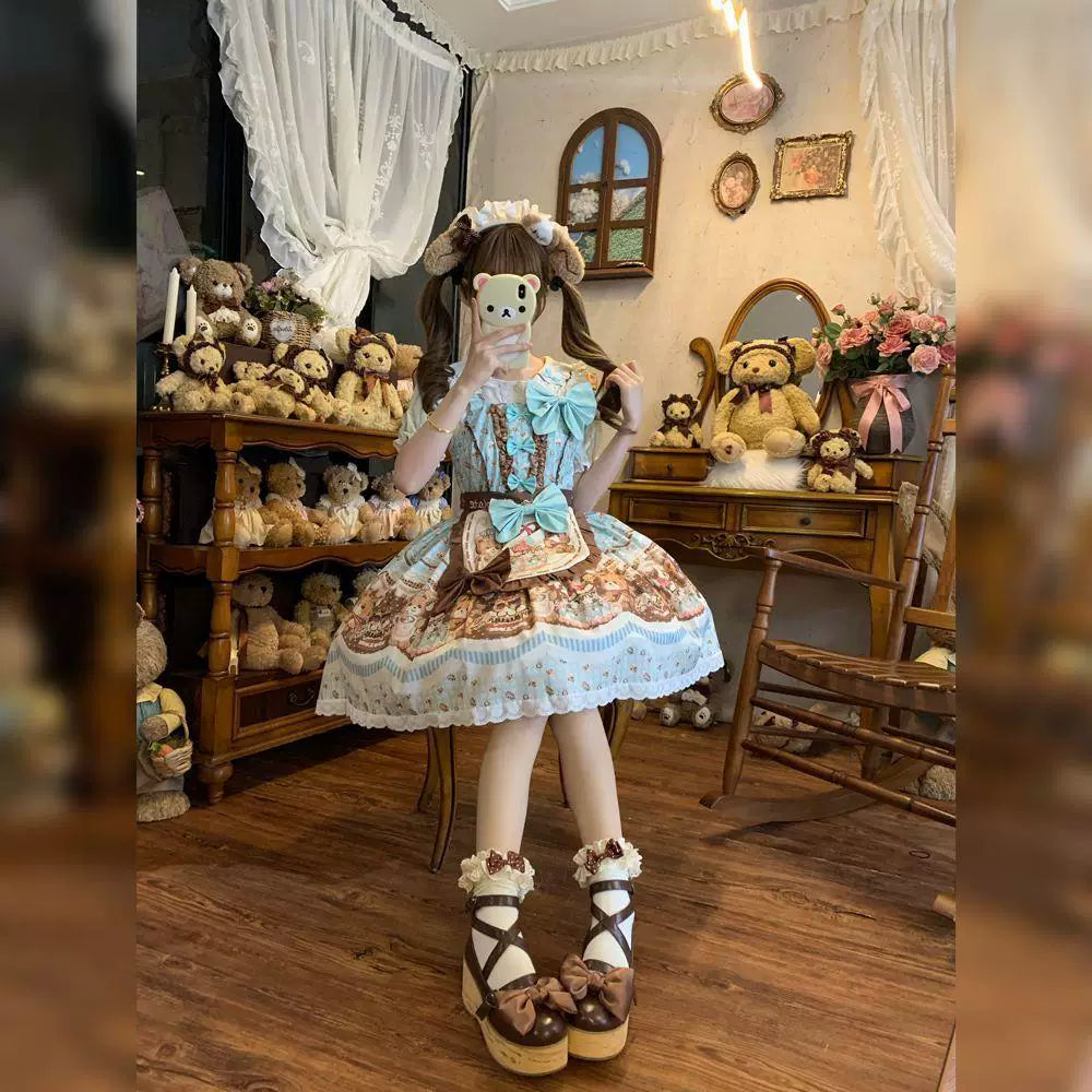 Sweetheart Dream Machine - Mint Chocolate - Mint JSK Dress with Illustrated Print and Bow