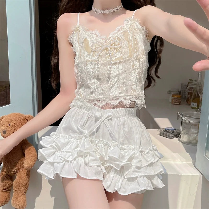 Sugar Girl - Daily Lolita Bloomers Anti-Exposure - Pink Ruffle Safety Shorts Other Surprise