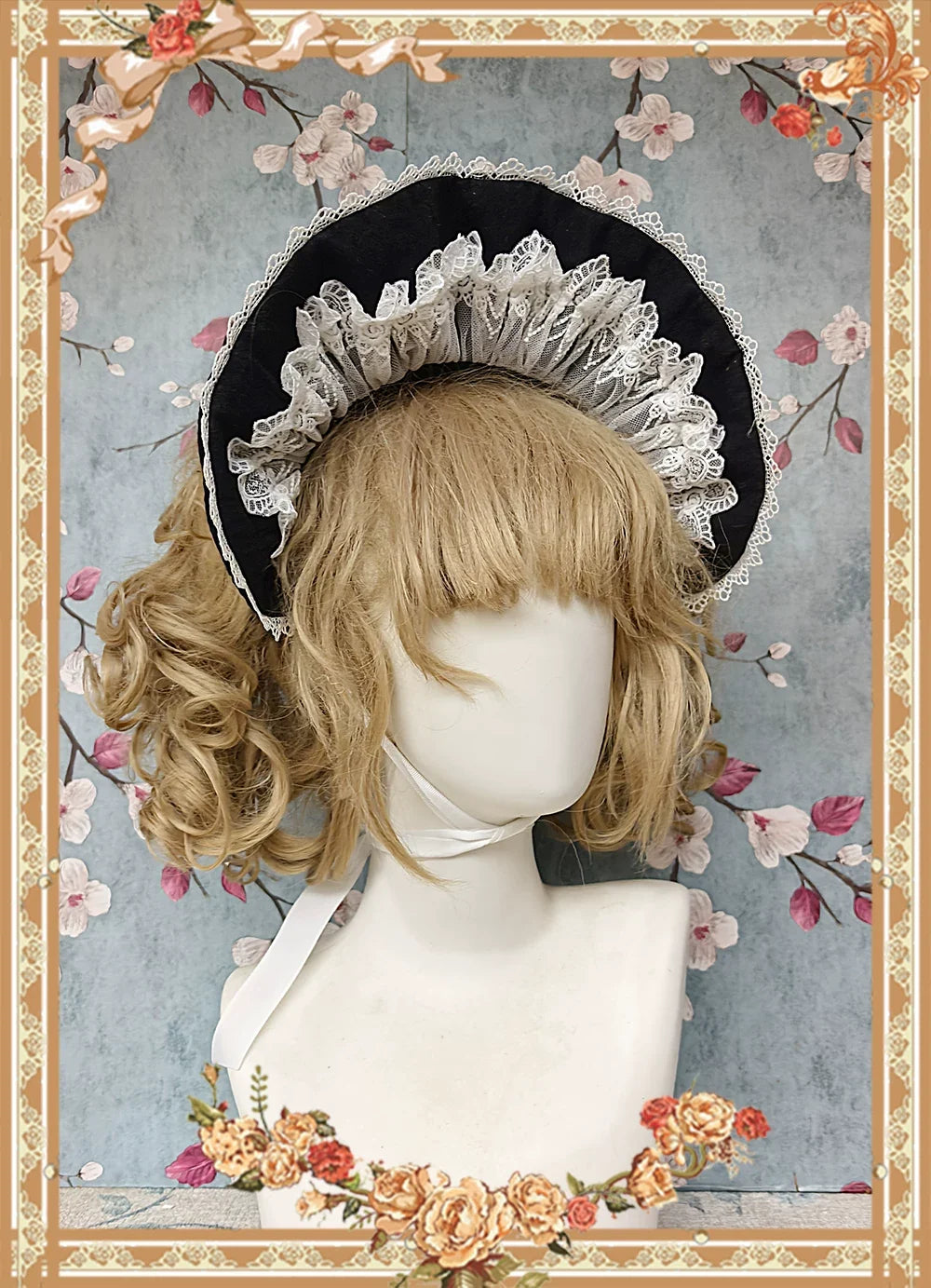 Mirror Doll - Old School Lolita Tiered Hem JSK with Polka Dot Lace 45540:853712