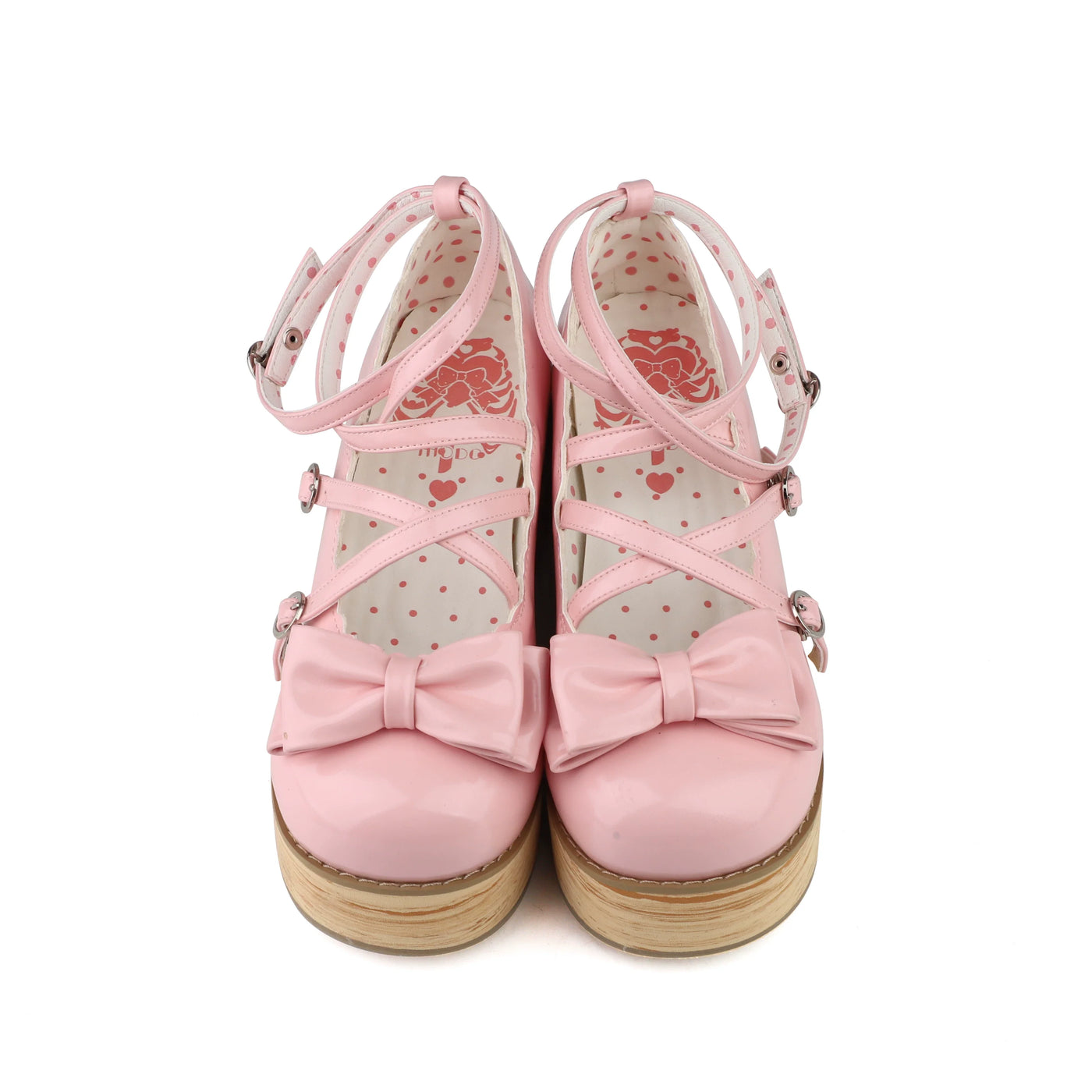 MODO - Sweet Lolita Pastel - Platform shoes with oversized bows and cross straps