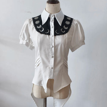 Spot Page Moon Phase Embroidery Shirt Acorn Lolita Original Design Gothic Everyday Elegance Inside