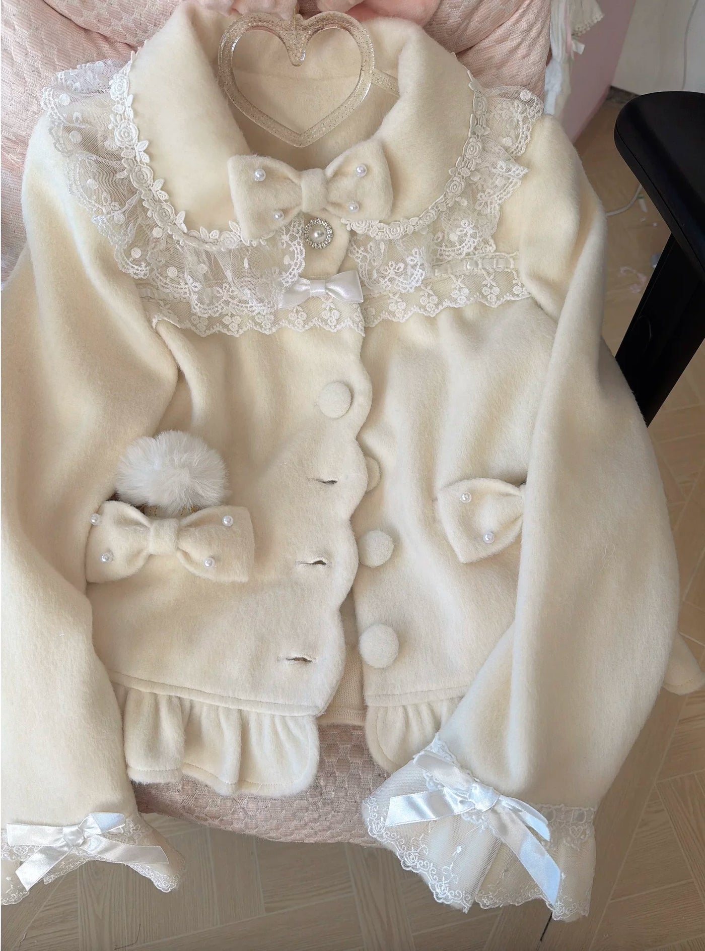 Galette Bunny - Petal Girl - Lolita Coat with Lace Trim and Bow Details