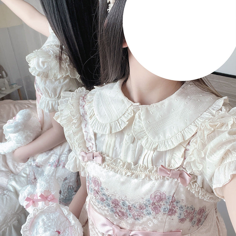 Sakurada Fawn - Plus Size Lolita Shirt Solid Color - Short Sleeve Blouse Innerwear