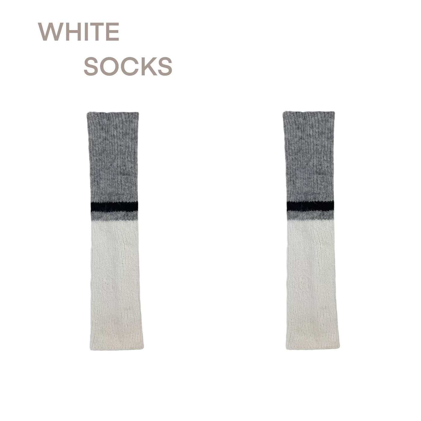 White Socks - Color-Block Slouch - Ribbed Color-Block Socks with Stripe Bands