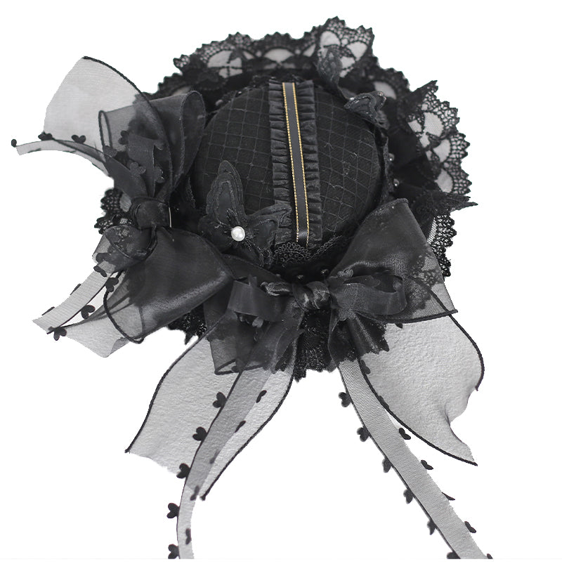 Xiaogui - Vintage Lolita Tea Party Lace Top - Hat Headwear