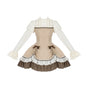 Lace Stand Collar 7-piece Cut Color-block Fake Two-piece Short OP Pre-order in stock / S