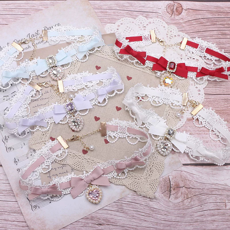 Independent Brand - Heart Pearl Bow - Necklaces, Bracelets and Collars with Heart Charms