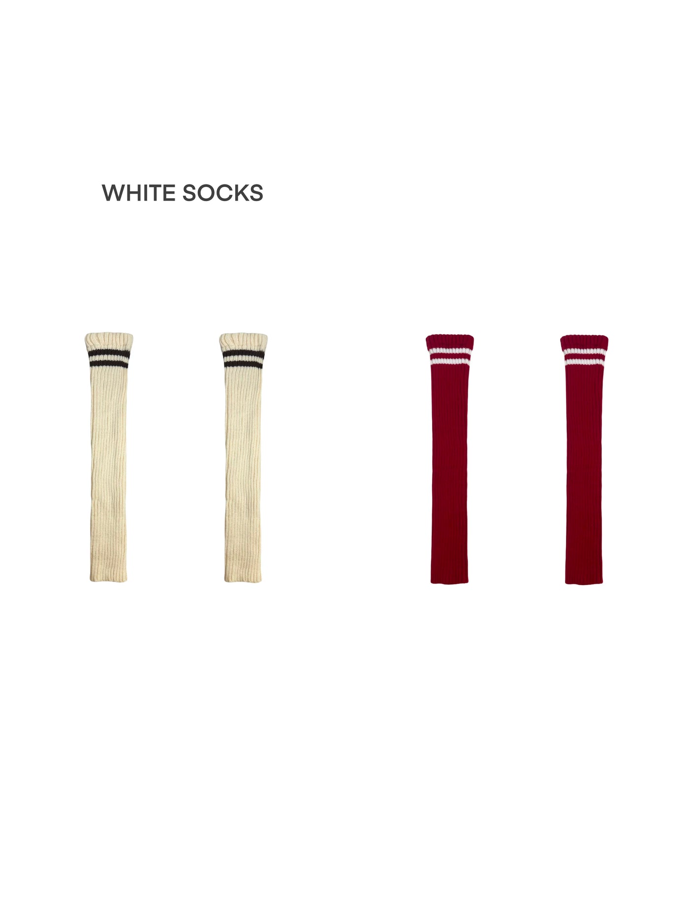 White Socks - Double Stripe - Ribbed Slouch Leg Warmers