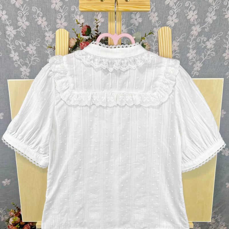 DMFS Lolita - Sweet Lolita Blouse Cotton Summer - Short Sleeve Shirt Innerwear