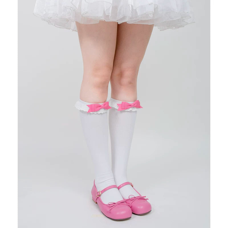 roji roji - Jenny Doll Lace Bow - Mid-Calf Socks with Lace Bow Cuffs