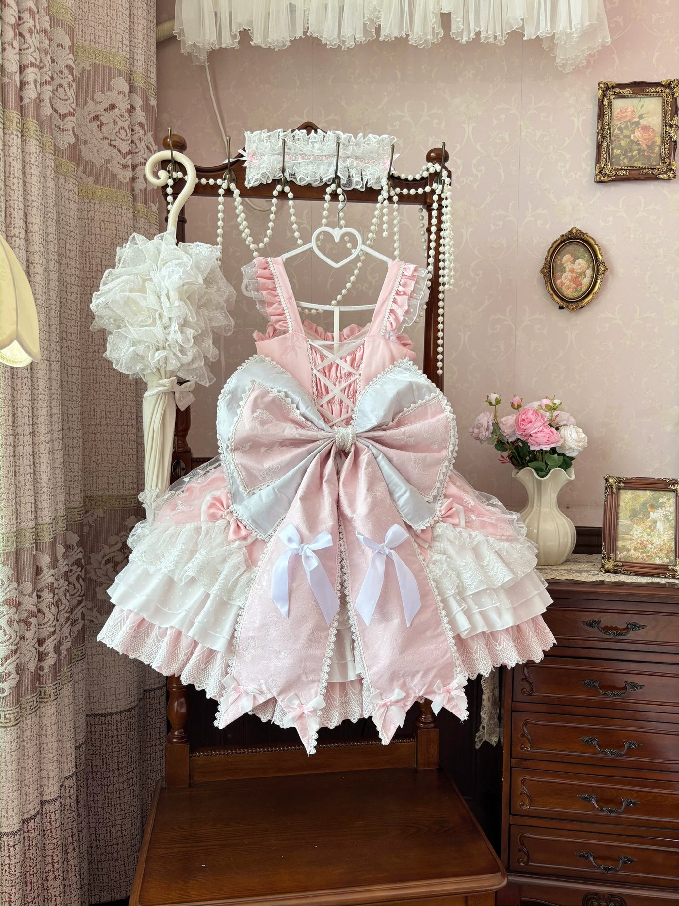 Hello Princess Lolita - Shaoyun Weiwei - Plus-Size Bridal-Style Lolita Dress with Layered Lace Skirt – detail view 8