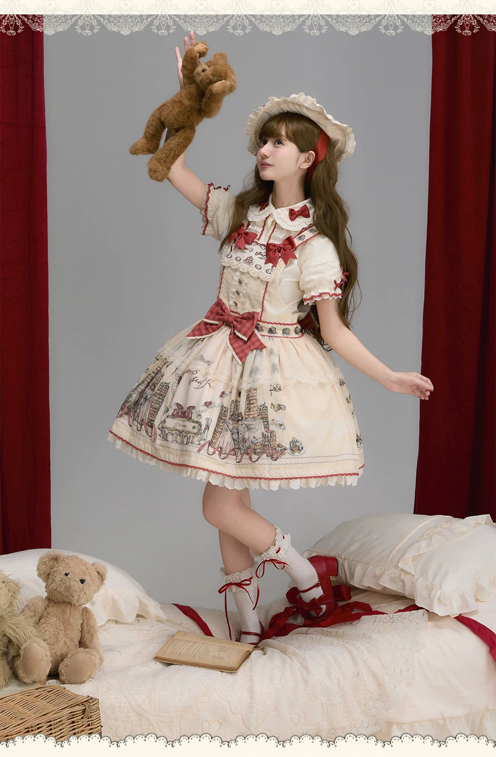DayRabbit - Muffin Postman - Blue or Beige OP and Pinafore Dresses with Detachable Bows