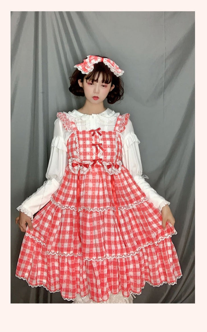 Sakurada Fawn - Plus Size Lolita Shirt Mutton - Sleeve Lace Blouse Innerwear