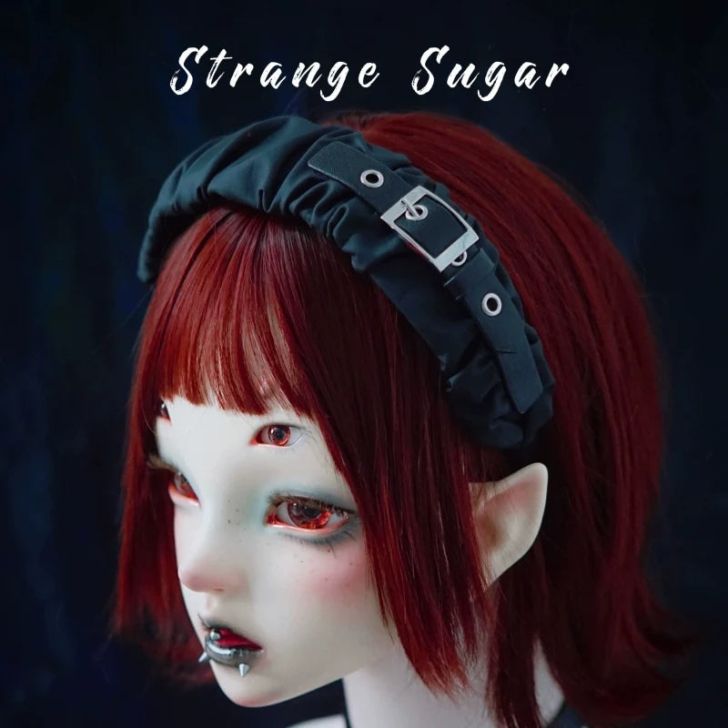 Strange Sugar - Gothic Lolita KC Faux Leather Punk - Lolita Hair Accessories Headwear
