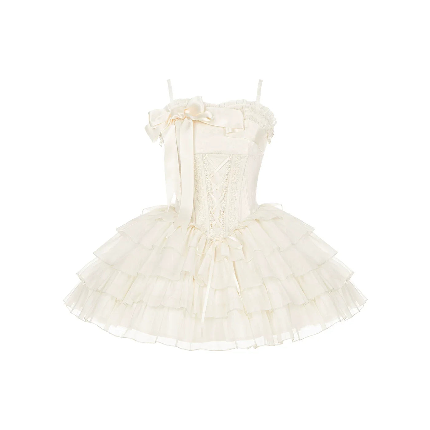 MistKiss Lily - Classic Lolita Tiered Hem JSK Dress, Fishbone Waist (L M S) 45318:853779